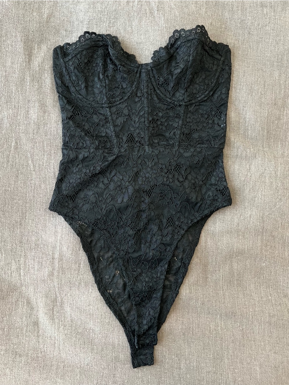 Zara Black Lace Strapless Bodysuit